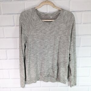 Athleta Heathered Gray Beyond Soft Cross Cross Hem Pullover